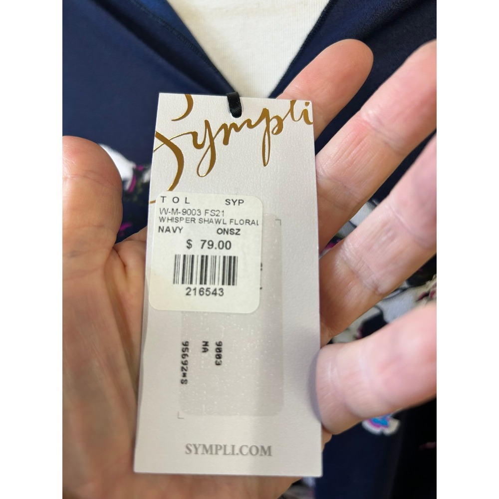 NWT $79 Sympli Whisper Shawl Floral Navy One Size Womens Classic Flowy New - Picture 4 of 5